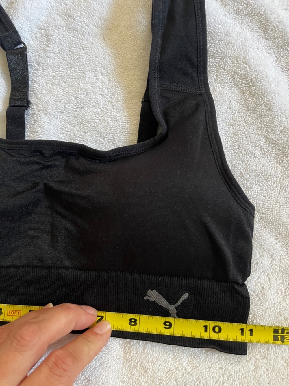 PUMA Performance Seamless Sports Bra Black Sports Bra Silver Logo, Women’s Sz S - Picture 7 of 9